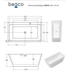 BESCO - Voľne stojaca vaňa VARYA biela - Farba - Biela, Farba sifónu - Zlatá, Rozmer vane - 150 × 75 cm VANVARYA150Z