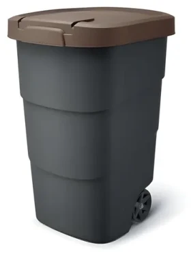Prosperplast Popolnice Wheeler 95 l antracit, hnedé veko / Plast / V 76,2 × Š 49,6 cm (NBWB95-7589C)
