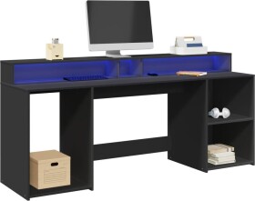 VidaXL Biurko z podświetleniem LED, čierne, 200x55x91 cm