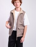 Taion Non Down Military Reversible Boa Hi Neck Vest L.MOCHA×BEIGE S