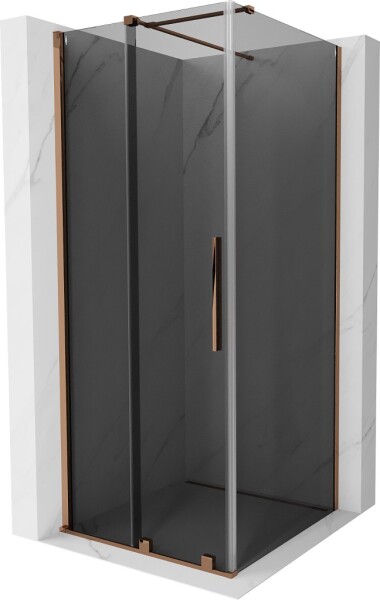 MEXEN/S - Velár sprchovací kút, posuvné dvere 120 x 120, grafit, ružové zlato - 871-120-0120-41-60 871-120-120-41-60
