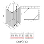 CERANO - Sprchovací kút Marino Ľ/P - 6 mm - chróm, transparentné sklo - 120x90x190 - pántový CER-422838