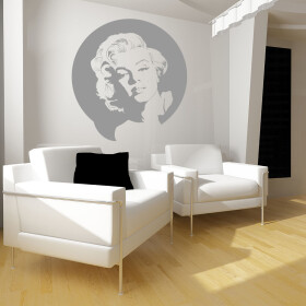 Veselá Stena Samolepka Portrét Marilyn Monroe Farba: šedá, Veľkosť: 60 x 64 cm