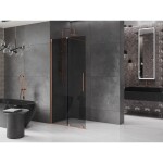 MEXEN/S - Velar Sprchová zástena posuvná Walk-in 120 x 200, grafit 8 mm, meď kartáčovaná 871-120-000-43-65