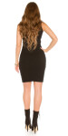 Sexy KouCla ripp knit dress sleeveless w. ruffles black Einheitsgroesse