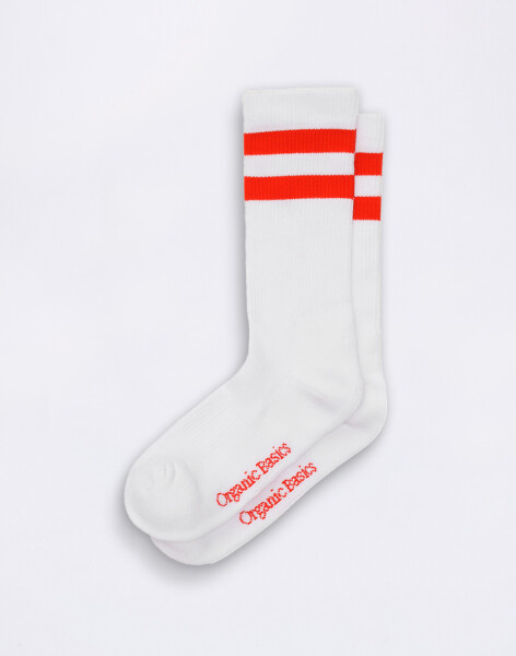 Organic Basics Core Stripe Crew Socks 3-pack White / Tangerine 39-42