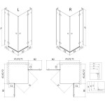 MEXEN/S - Lunar L Duo sprchový kút dvere krídlové pravá 95 x 85, transparent, čierna 834L-095P-085L-70-00