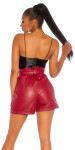 Sexy Highwaist Paperbag Leatherlook Shorts black Einheitsgroesse