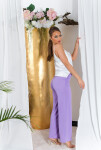 Sexy Koucla Highwaist Cloth Pants with Belt lilac L