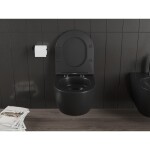 MEXEN/S - Carmen Závesná WC misa Rimless Tornado vrátane sedátka s slow slim, duroplast, čierna mat 30881085T