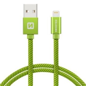 SWISSTEN TEXTILE dátový kábel USB - Lightning 2.0m zelená (71523307)