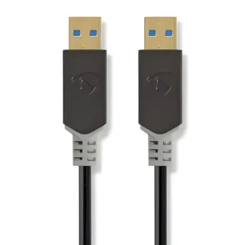 Nedis USB-A - USB-A 3.2 Gen1 2m antracitová / USB kábel / 18 W / 5 Gbps / Pozlátené konektory (CCBW61000AT20)