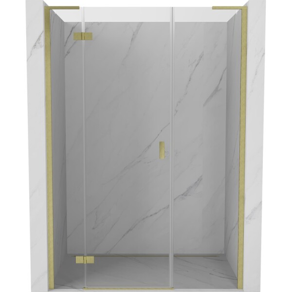 MEXEN/S - Mist-H L sprchové dvere krídlové ľavé 135, transparent, zlatá kartáčovaná 8A5L-135-001-55-00-L