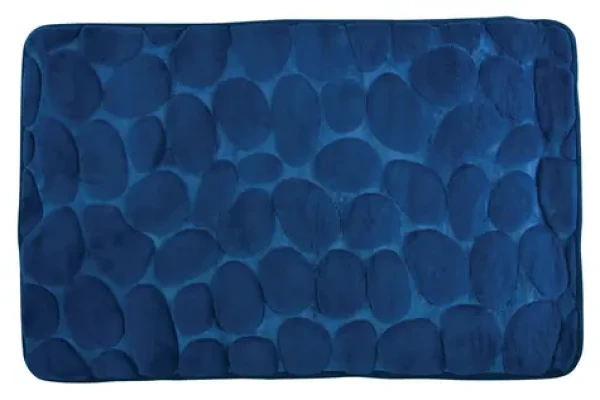 MSV Pebbles kúpeľňová predložka 40 x 60 cm tmavo modrá / polyester, PU pena / protišmyková