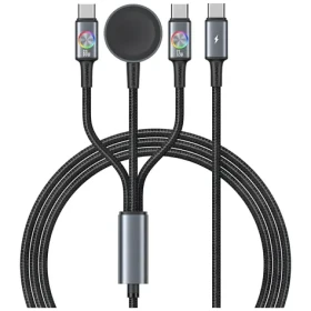 USAMS SJ754 Huan Series tarnish / Nabíjací kábel 3v1 / USB-C / bezdrôtová nabíjačka pre Apple Watch / 72W (SJ785USB01)
