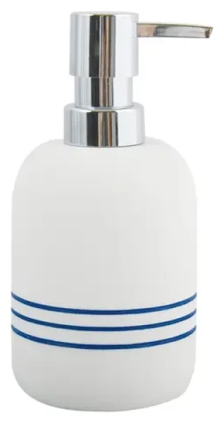 MSV PACCO biela s modrými pruhmi / Dávkovač mydla / 200 ml / 7,5 x 16,5 cm