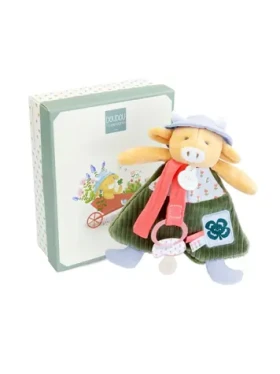 Doudou Darčeková sada Plyšová kravička Aneth s úchytom na cumlík 19 cm