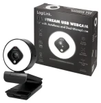 LogiLink Webkamera FHD 76° / Webkamera / Autofocus / Duálny mikrofón / Statív a LED svetlo / USB 2.0 (UA0384)