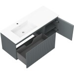 MEXEN/S - Rivel kúpeľňová skrinka 120 cm s umývadlom Otis ľavá, 1S, 1D, reliéf, grafit mat/biela mat 91A23-12047-3-BBFF66-W18L01