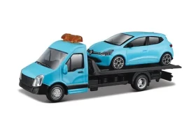 Bburago STREET FIRE Prepravné vozidlo Flatbed Transport + Renault Clio 1:43