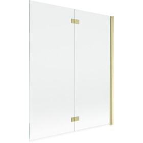 MEXEN - MIST vaňová zástena 140x150 cm 6mm 2-s, zlatá kartáčovaná, číra, pravá 8A9-140-002-55-00-P