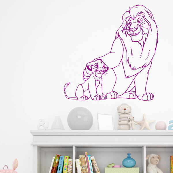 Veselá Stena Samolepka Mufasa a Simba Leví kráľ Farba: fialová, Veľkosť: 60 x 61 cm