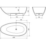 MEXEN - Milano voľne stojaca vaňa liaty mramor 150 x 82, betón mat 57301508561