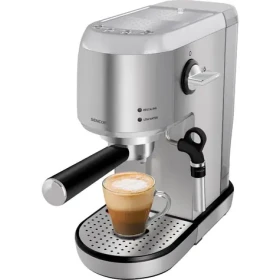 Sencor SES 4900SS strieborná / Pákový kávovar / 1400 W / 20 bar / 1.5 l / napeňovacia tryska (8590669273775)