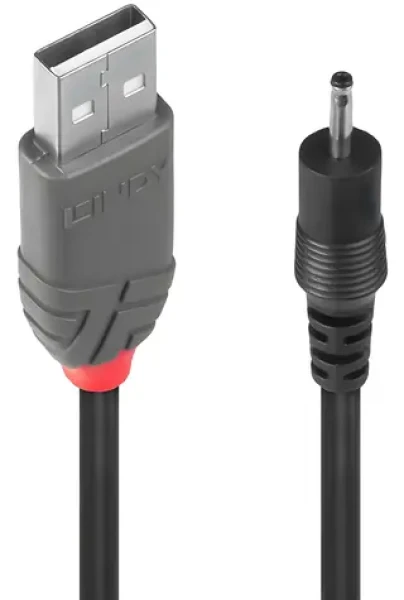Lindy / Napájací kábel / USB-A na 2,5 mm / 1,5 m / USB 2.0 / 5 V / čierna (70265)
