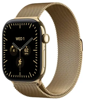 Apple Watch Series 12 GPS+Cellular 46mm Žiarivo zlaté titánové telo - Žiarivo zlatý milánsky ťah M/L / 150-200 mm (MJGV4RK/A)