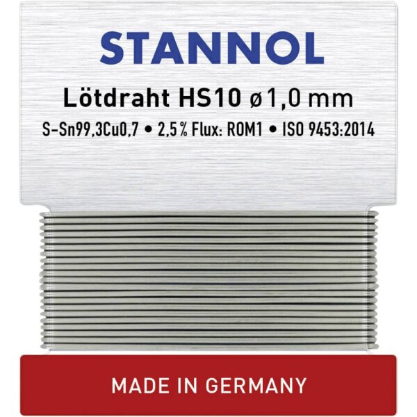 Stannol HS10 spájkovací cín bez olova bez olova Sn99,3Cu0,7 ROM1 6 g 1 mm; 508595