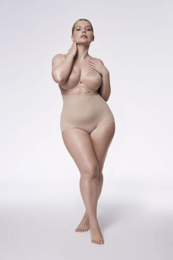 NOHAVIČKY S VYSOKÝM PÁSOM 241 BÉŽOVÁ přírodní XL