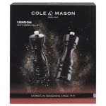 ColeMason London čierna Gloss / Sada mlynčekov na soľ a korenie / bukové drevo / 18 cm / darčekové balenie (H233098)