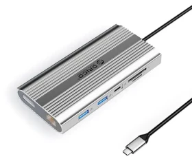 Orico dokovacia stanica 12v1 strieborná / USB-C PD 100W / 2x HDMI 4K60Hz / DisplayPort 4K60Hz / RJ45 (ORICO-XDR-X33-SV-BP)