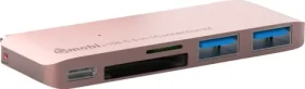 Gmobi Multi- Port USB-C Dokovacia stanica ružová / 2x USB-A 3.0 / 1x USB-C / SDHC/Micro SDHC Hub (6928548555384)