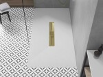 MEXEN/S - Toro obdĺžniková sprchová vanička SMC 200 x 90, biela, mriežka zlatá 43109020-G