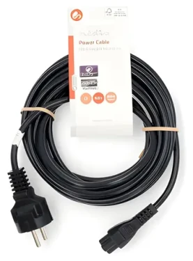 Nedis Napájací kábel čierna / Napájací kábel / Zástrčka Schuko - IEC C5 (trojlístok) / Priamy / 5 m (CEGL10130BK50)