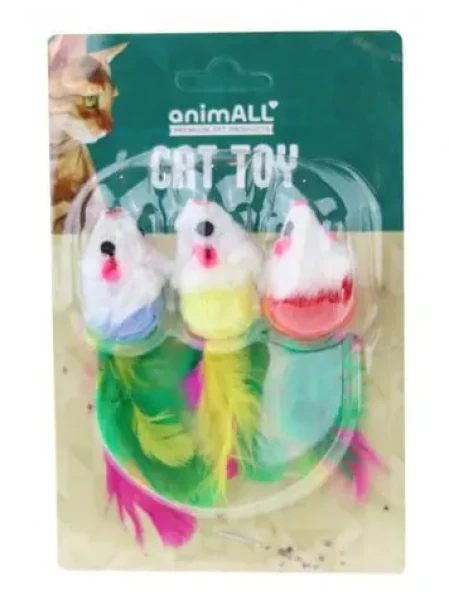 AnimALL Hračka Cat Myška s pierkom 3 ks (114036)