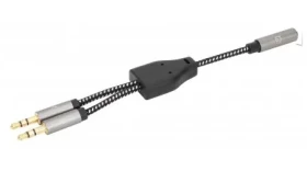 Manhattan Headset adaptérový kábel / jack 3,5 mm samica - 2x jack 3,5 mm samec / 15 cm (356121)