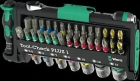 Wera Tool-Check PLUS 1 čierna/zelená / Sada bitov s račňou / 39 dielov / 1/4" (05049055001)
