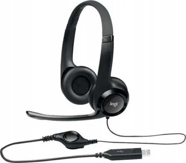 Logitech Headset H390 čierna / USB / stereo slúchadlá s mikrofónom (981-000014)