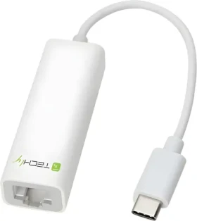Techly Adaptér USB-C na Gigabit Ethernet biela / Adaptér / USB-C / RJ45 / 10/100/1000 Mbit/s (020379)