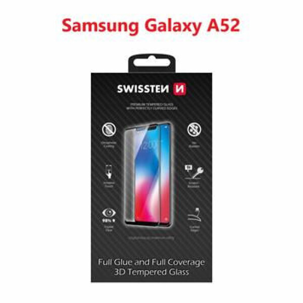 SWISSTEN Ultra Durable 3D FULL GLUE Glass pre SAMSUNG A525F GALAXY A52 čierna (64701880)