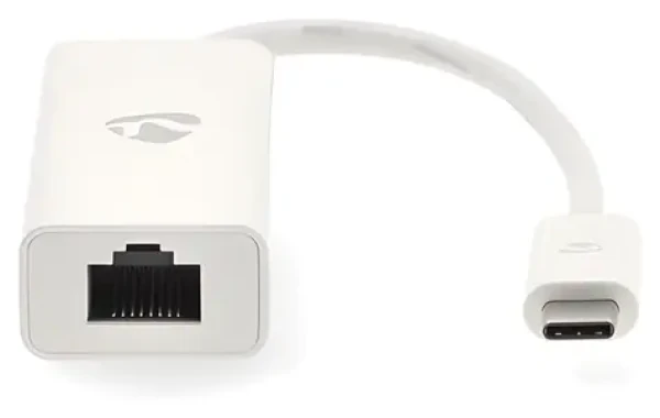 Nedis CCGB64950WT02 biela / Sieťový adaptér / USB-C / RJ45 / USB 3.2 Gen 1 / 1000 Mbps / 0,20 m (CCGB64950WT02)