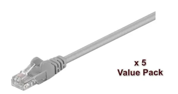 MicroConnect CAT5e U/UTP 15m šedá / Patch kábel / RJ-45 / 5 ks (V-UTP515VP)