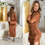 Sexy Koucla longsleeve Maxidress with slit Einheitsgroesse