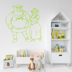 Veselá Stena Samolepka Shrek a Fiona Farba: oranžová, Veľkosť: 80 x 84 cm