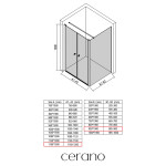 CERANO - Sprchovací kút Antelo L - Ľ/P - 6 mm - čierna matná, transparentné sklo - 116x90 - otočný CER-666334