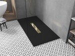 MEXEN/S - Toro obdĺžniková sprchová vanička SMC 150 x 90, čierna, mriežka zlatá 43709015-G