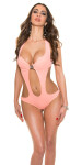 Trendy KouCla monokini with skull buckle